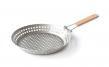 Grilling pan, stainless steel with fold-down handle